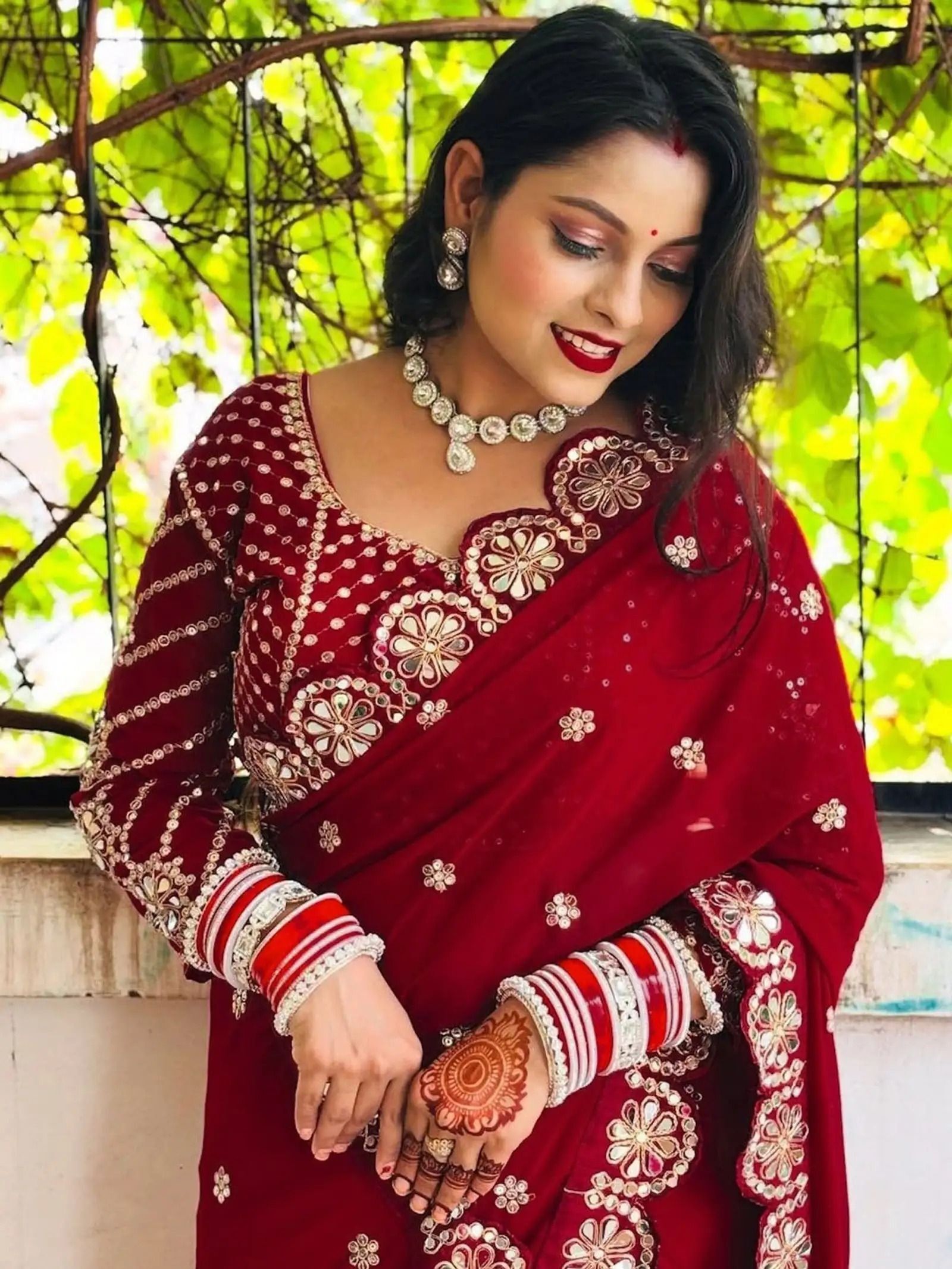 Maroon Art Silk Saree with Mirror and Sequin Work, view 3
